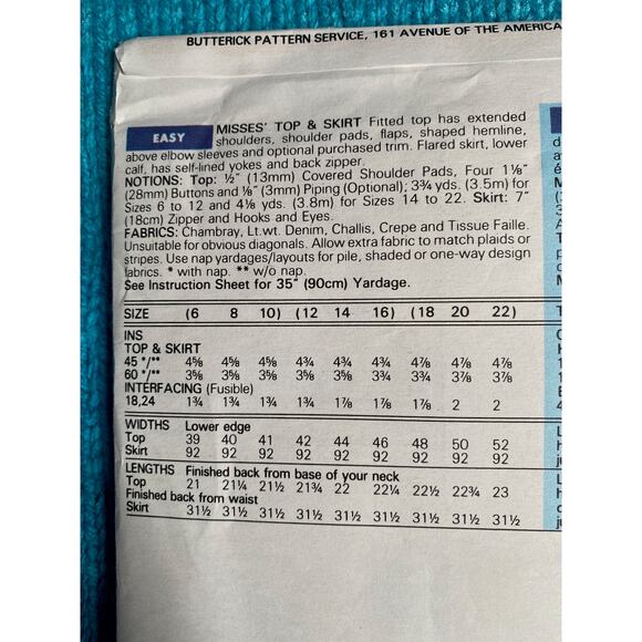 Butterick Sewing pattern 6190 suit blazer skirt sz 12 14 16 - Picture 4 of 6